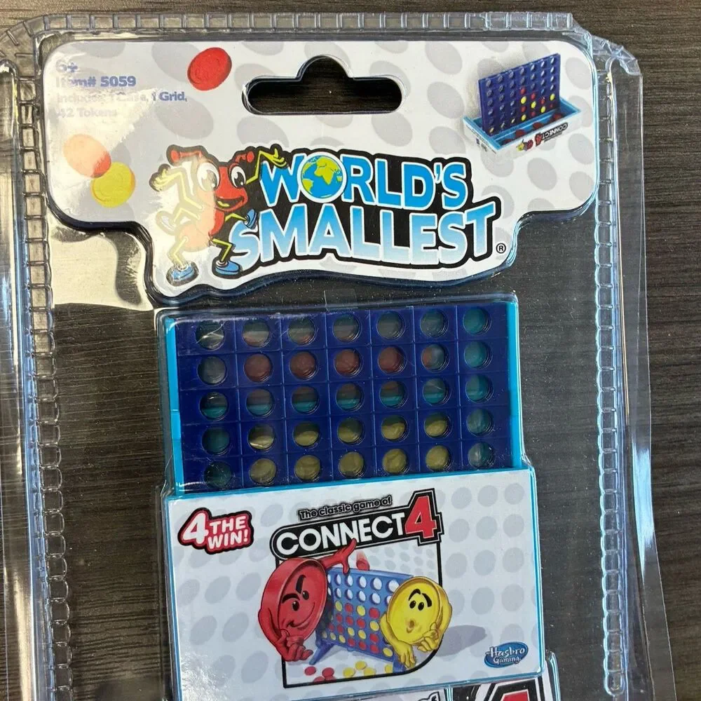 World's Smallest CONNECT 4 Checkers Board Game Toy Miniature Travel Gift New